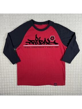 Y2K Tribal Streetwear 3/4 Sleeve Shirt Medium